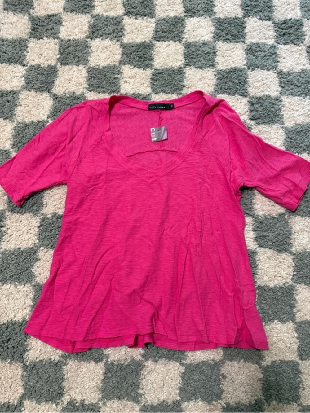 Cut Loose NWT Linen and Cotton pink v-neck flowy lightweight shirt size XSmall